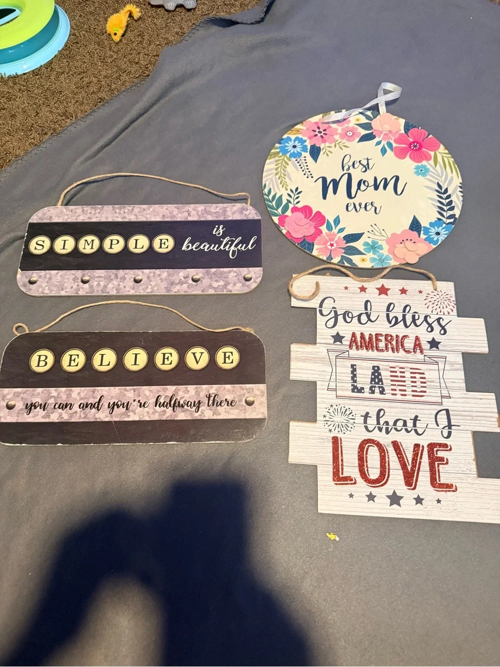 Best Mom Ever Floral Wall Sign - Pink & Blue